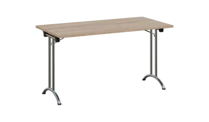 SLC 140 chrom skládací jednací stůl 1394x700, deska 25 mm, podnož chrom, deska dub bardolino